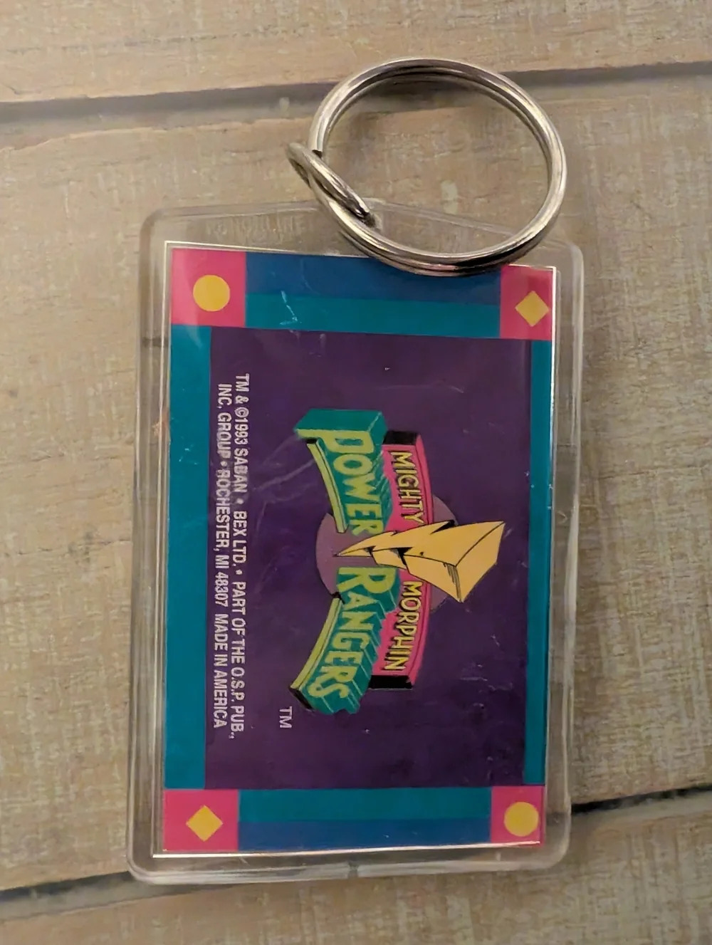Vintage 1993 Mighty Morphin Power Rangers Logo Keychain